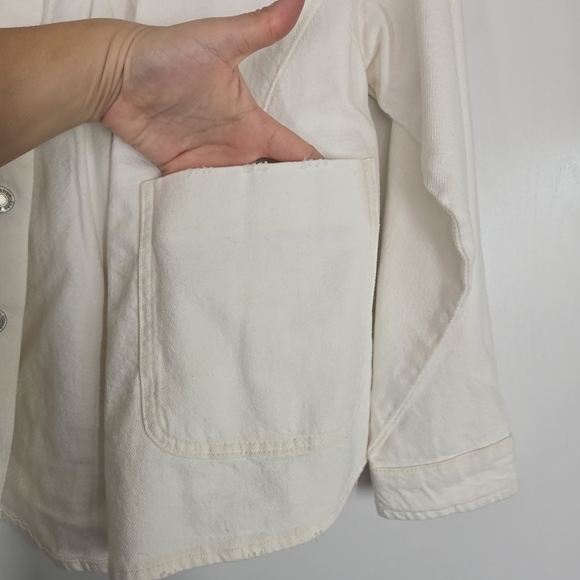 Zara Girls 11/12 Ivory Shacket Denim Cotton Button‎ Front Layering Spring - Picture 8 of 9